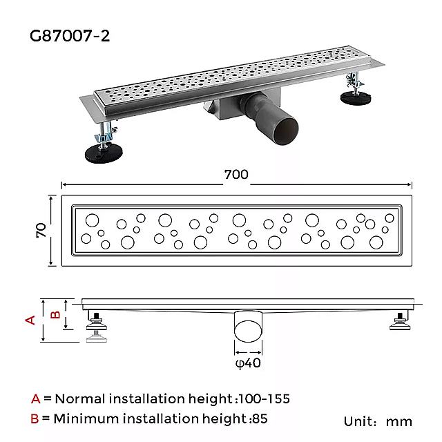 Gappo- ステンレス 鋼の床排水フィルター長い70x500mm バス ルーム シンク 用 シャワー オーバーフローカバー 0