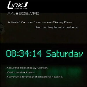 LINK1 9608 vfd 時計 音楽 オーディオ vu メーター オーディオ スペクトル cnc ワンピース成形 アルミ shellt 調整 可能 な光速度 agc