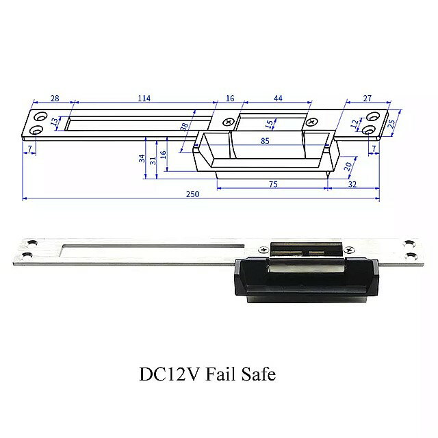 DC12V または DC24V ロングパネル 電気 ストライク ロックフェイル セーフ NO または フェイルセーフ NCタイプ （エッジ保護付き）