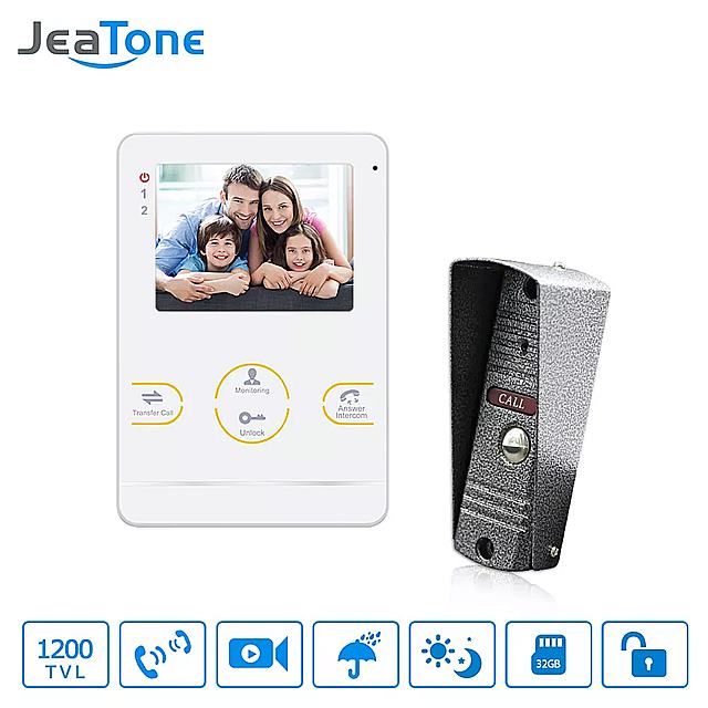 JeaTone HD 電子ドアマンとカメラドアベル ビデオ ドアホン インターホン システム 4 インチアクリルピアノラッカーシェルドアベル 1