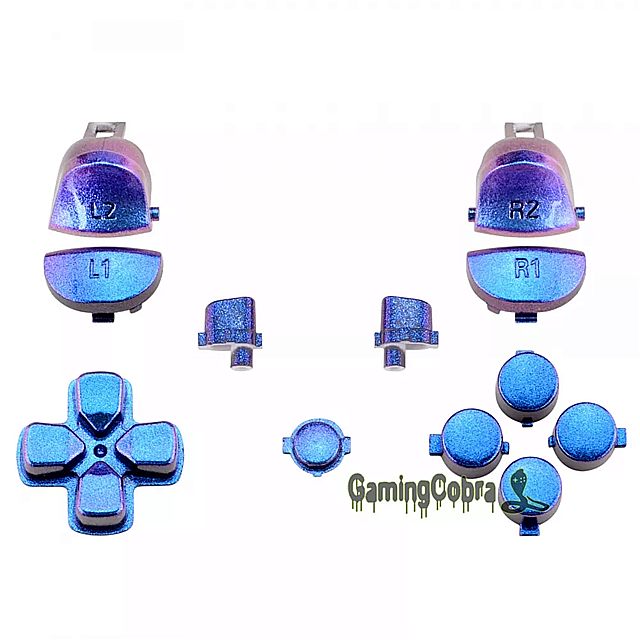 紫、青カメレオン フルセット ボタン L1R1 L2R2 Dpad の交換部品 スリムプロゲーム コントローラー CUH-ZCT2-SP4J0122