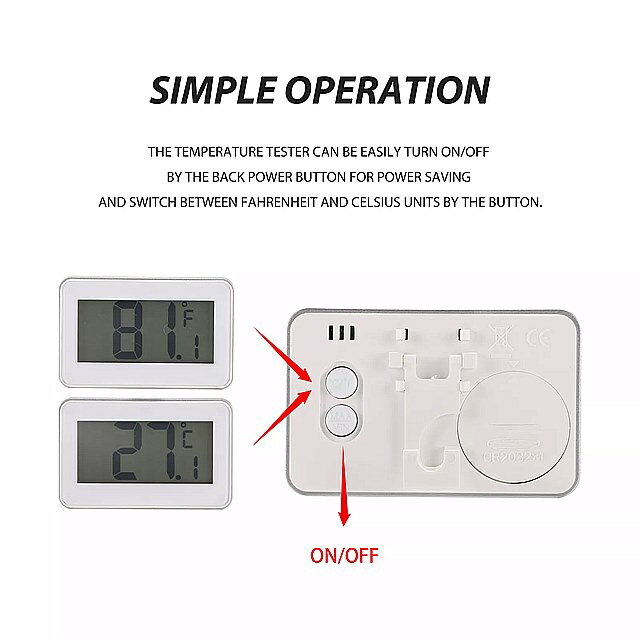 大画面デジタル 冷蔵庫 温度計 簡単な 取り付け冷凍庫 吊り下げ 温度計アラーム用磁気電子