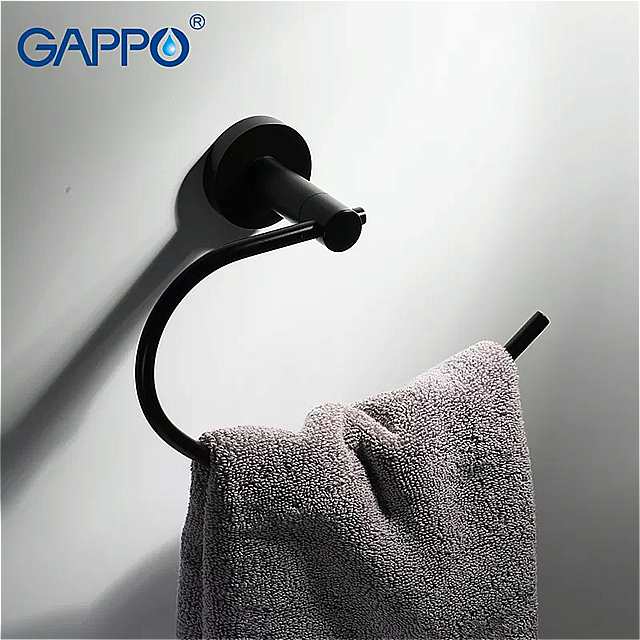 GAPPO バス ウェアセット黒紙 ホルダー ステンレス 鋼 ローブ フック トイレ ブラシ ホルダー バス 棚 浴室 付属品 3