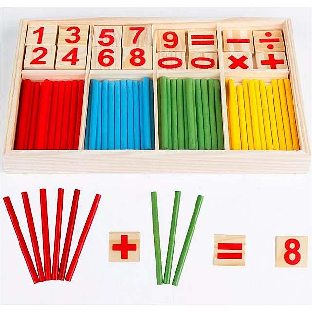 フライacカウントスティック 計算 数学 教育 玩具 、木製ナンバーカードとカウントロッドボックス