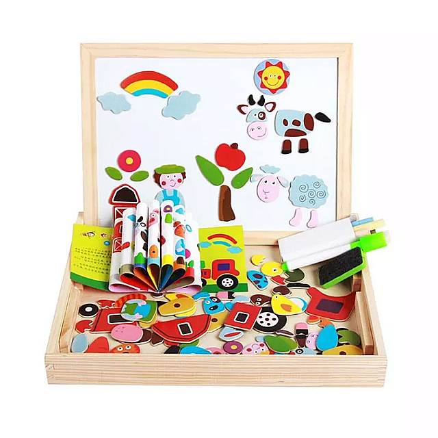 楽天輸入雑貨お取り寄せ Jsameフライ ac 木製 知育 玩具 磁気アートイーゼル動物木製 パズル ゲーム 子供 の 誕生日 / クリスマス プレゼントに!