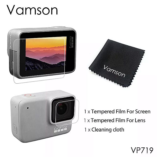 VamsonTempered ガラス プロテクター GoPro Hero 7 シルバー/ホワイト強化 ガラス レンズ 液晶画面 保護 フィルム VP719