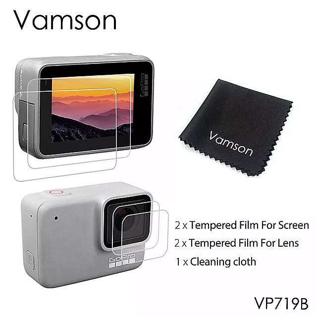 VamsonTempered ガラス プロテクター GoPro Hero 7 シルバー/ホワイト強化 ガラス レンズ 液晶画面 保護 フィルム VP719B