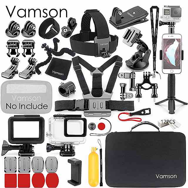 Vamson GoPro 三脚 一脚 ヘッド 胸 ストラップ マウントフレーム gopro hero 7 黒 6 5 カメラ アクセサリー セットハウジング ケース VS72B