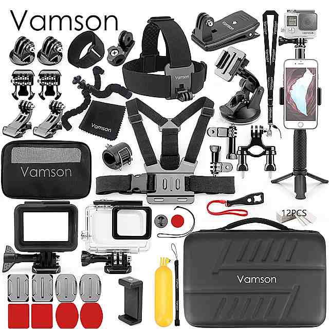 Vamson GoPro 三脚 一脚 ヘッド 胸 ストラップ マウントフレーム gopro hero 7 黒 6 5 カメラ アクセサリー セットハウジング ケース VS72D
