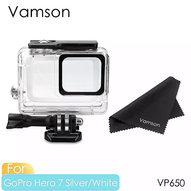 Vamson GoPro Hero 黒 防水 保護 ハウジング ケース ダイビング アクセサリー GoPro Hero 3 7 シルバー白 VP650