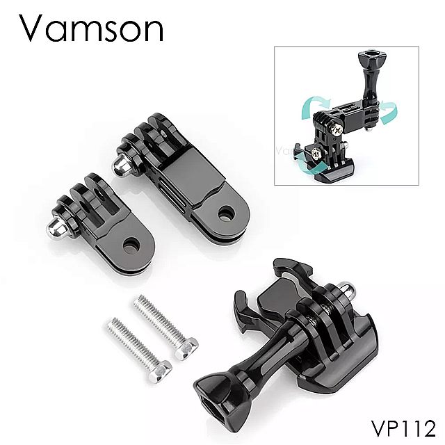 Vamson for Go Pro Ways ターンテーブル ボタン マウント GoProHero 8 7 6 5 4 for YI 4K for Eken モーターサイクルヘルメット ブラケットアーム VP112