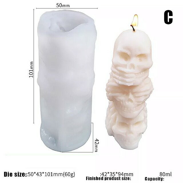ハロウィーン の スカル キャンドル 型 カボチャ ゴースト デコレーション DIY 石鹸 シリコン 金型