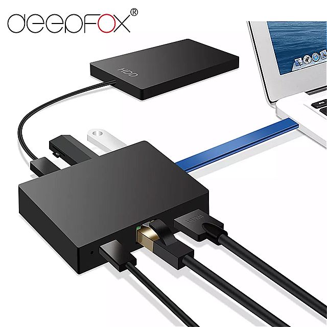 DeepFox usb C ハブマルチ usb 3.0 RJ45 Macbook Pro の HDMI アダプタ ドックアクセサリー PD