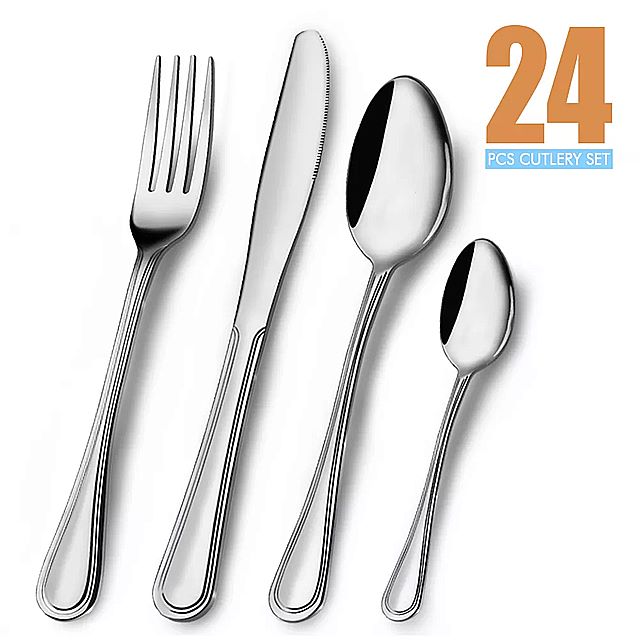 24個 食器 カトラリー ディナー セット カトラリーセット 食器 フォーク スプーン 西洋 キッチン 食器 18/10 ステンレス 鋼