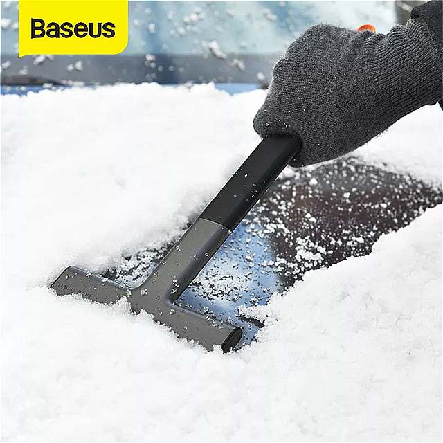 Baseusアイススクレーパー除雪 車 のフロントガラス窓の雪こするツールtpu自動アイスブレーカー雪シャベル