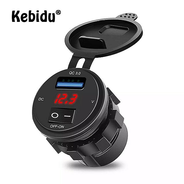 Kebidu 12 V-24 V USB 車 の 充電 器と Led ライト 電源 アダプタ 車 のシガーライターソケット個別 スイッチ QO3.0 ためのための 車