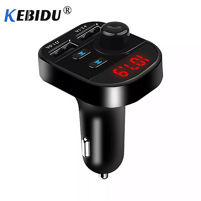 Kebidu デュアル usb 車 の 充電 器 ハンズ フリー fm トランスミッター bluetooth カー キット 液晶 MP3 音楽 プレーヤー 車 の 電話 充電 器 iphone xiaomi