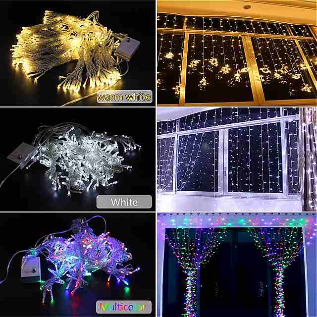 花輪 クリスマス ライト 屋外 屋内 110 ボルト ボルト 防水 つらら LED カーテン ストリング の妖精 ライト クリスマス ツリーの 装飾 ホーム 6X3M