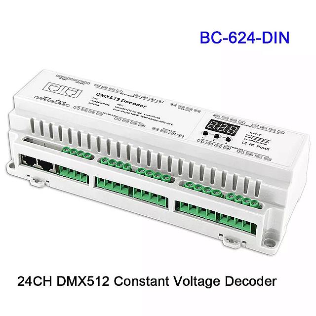 BC-624-DIN/BC-632-DIN/BC-640-DIN新 24/32/40 ch DMX512/8 ビット/16bit DC12V-24V RJ45 接続 LED rgb/rgbw ストリップ ランプ デコーダ