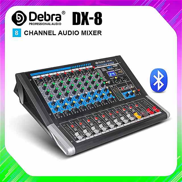 Debra オーディオ DX-8 8 チャンネル オーディオ ミキサー dj コントローラ サウンド ボード と24 dsp エフェクト usb bluetooth xlrジ..