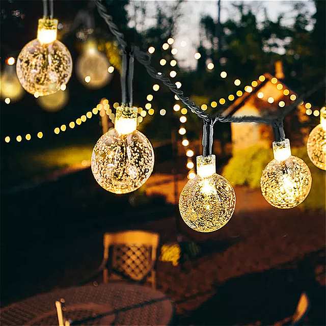 SICCSAEE ソーラーランプ クリスタル ボール 防水 カラフルな妖精 屋外 ソーラー ライト ガーデン クリスマス パーティー の 装飾 ストリング ライト