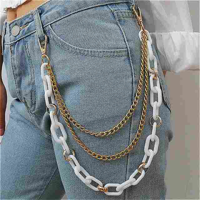 ジーンズ チェーン ベルト ウエスト アクリルキー チェーン ベルト レディース ゴールドメタル ファッション 2020 cinturon mujerパンクネオンketting riem