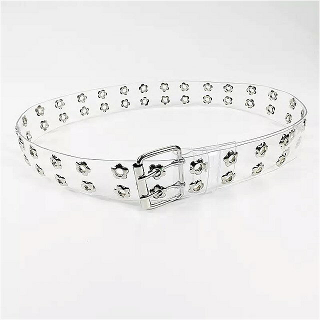 クリア ベルト ダブルスターアイレット 透明 女性 ウエスト 白 プラスチック cinturon mujer プラスサイズ ジーンズ pvc パンク riem 2020