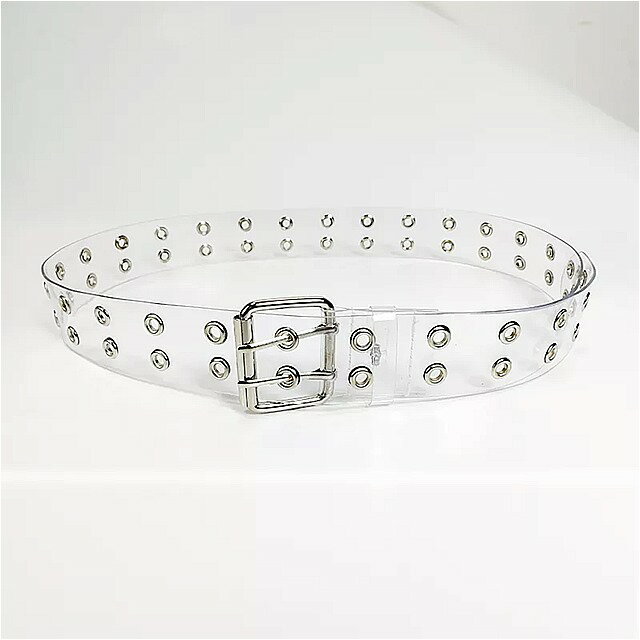 クリア ベルト ダブルスターアイレット 透明 女性 ウエスト 白 プラスチック cinturon mujer プラスサイズ ジーンズ pvc パンク riem 2020