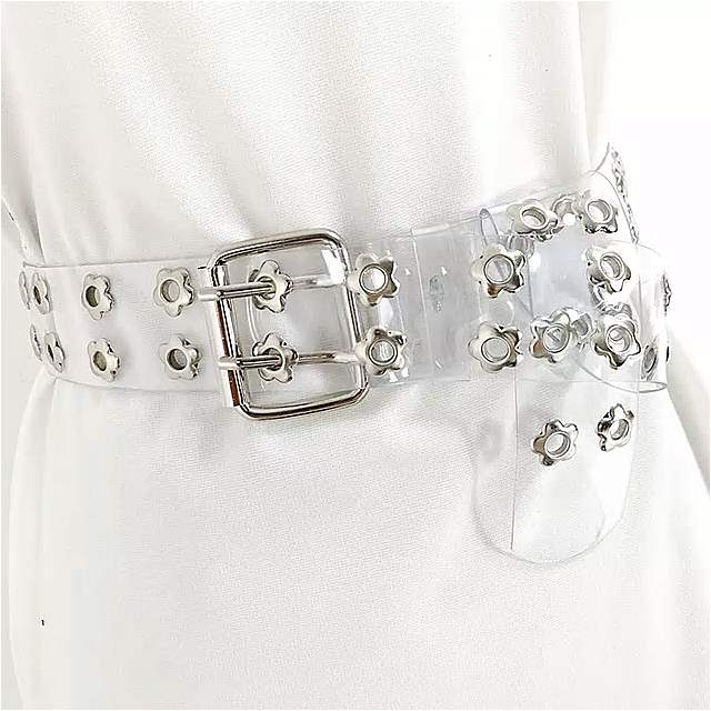 クリア ベルト ダブルスターアイレット 透明 女性 ウエスト 白 プラスチック cinturon mujer プラスサイズ ジーンズ pvc パンク riem 2020