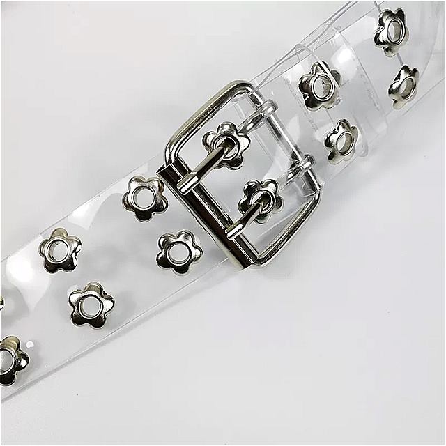 クリア ベルト ダブルスターアイレット 透明 女性 ウエスト 白 プラスチック cinturon mujer プラスサイズ ジーンズ pvc パンク riem 2020
