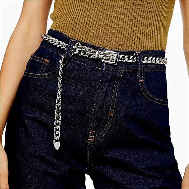 ゴールド チェーン ベルト ジーンズ シルバー 金属 ベルト レディース ゴシックketting riem ウエスト バンド ロング薄型 カマーバンド