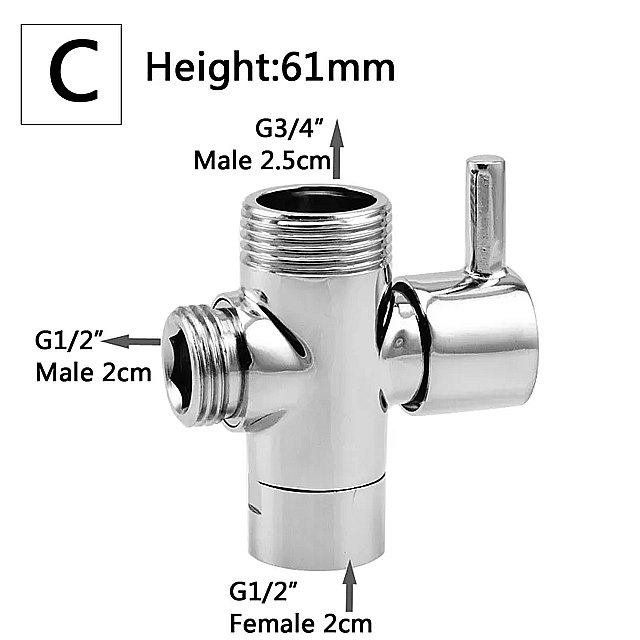 水分離器機能スイッチアダプタ制御G3/4 "G1/2" 3 ウェイコネクタshowerdiverter バルブ トイレ用ビデ シャワー 0