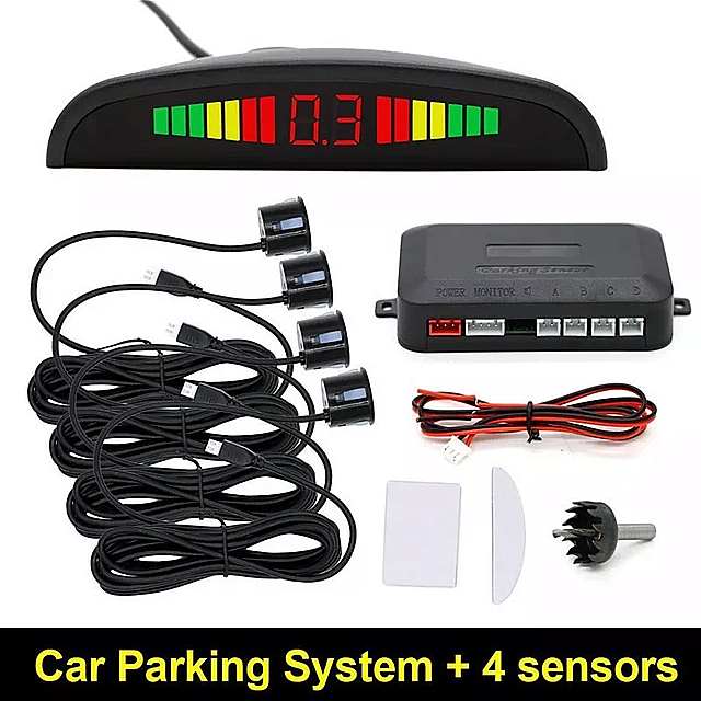 車 LED 駐車 センサー と 4 センサー 逆 バックアップ 駐車 レーダー モニター 検出器 システム バック ライト ディスプレイ
