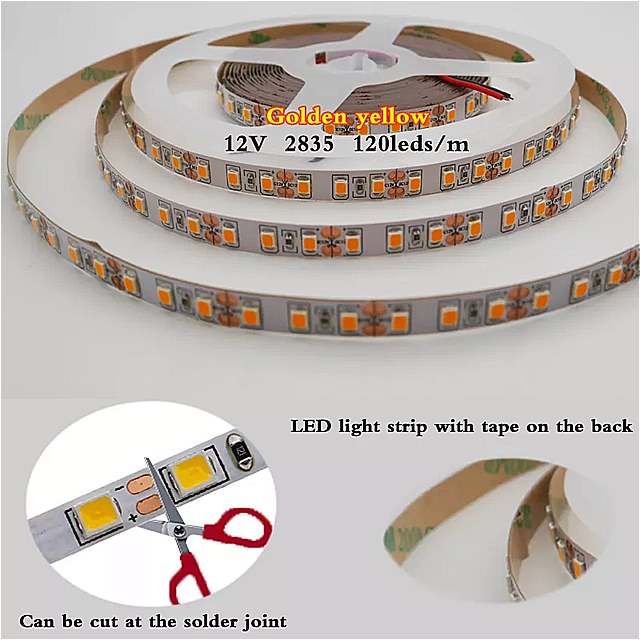 フレキシブル LED ストリップ ライト 5 メートルdc 12V2835 smd 120 LED s/メートル無 防水 ホワイト/ウォームホワイト/ナチュラルホワイト/ブルー/アイスブルー/ゴールデンイエロー