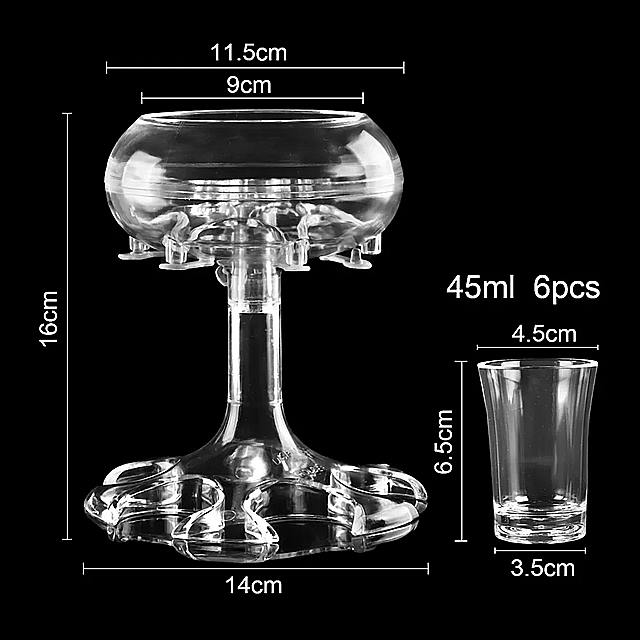 6ショット落下防止 ポータブル ワイン ディスペンサー 流体力学シャント ガイド チャンネル パーティー ドリンク ゲーム バーpmmaアク..