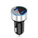 デュアル USB カーチャージャー アダプター 3.1A デジタル LED電圧 / 電流 ディスプレイ スマートフォン / タブレット用 自動車用 金属充電器(2)