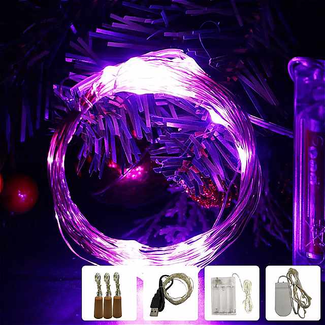 スライバーワイヤー LED ストリング ライト 1 メートル 2 メートル 5 メートル 10 メートル USB クリスマス ライト ホリデー照明用 クリスマス ツリーウェディング パーティー 装飾
