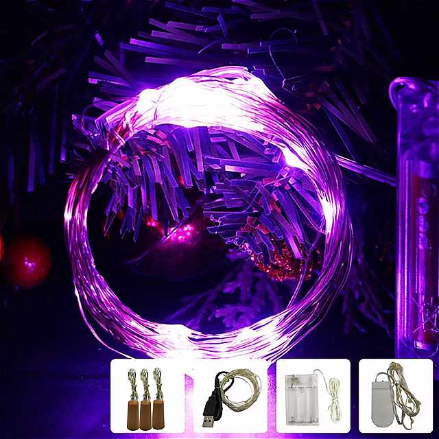 スライバーワイヤー LED ストリング ライト 1 メートル 2 メートル 5 メートル 10 メートル USB クリスマス ライト ホリデー照明用 クリスマス ツリーウェディング パーティー 装飾