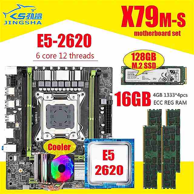 X79 ޥܡ LGA2011 E5 2620 cpu 4Ĥx 4Х = 16ХDDR3 1333mhz 10600 ecc reg  å128ХM.2 ssd 顼 