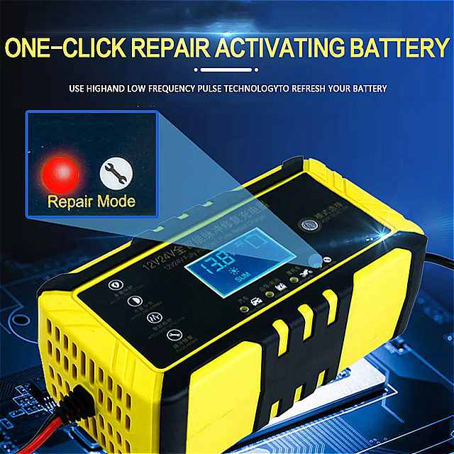 自動カー バッテリー 充電 器 乾式および湿式鉛 蓄電池 充電 器 lcd デジタル ディスプレイ 12v-24v 8a