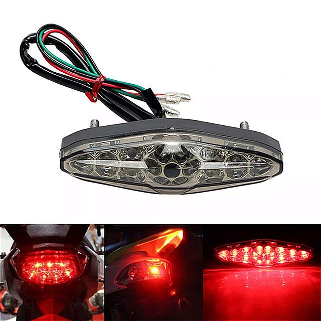 15 led オートバイ 赤ウインカーテール ライト リアランプatvダート バイク ポータブルブレーキインジケータDC12V 自動車 の付属品