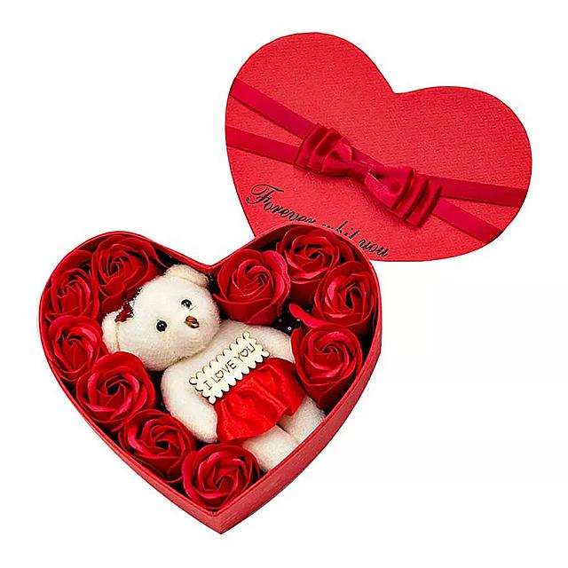 石鹸花バラ ボックス バレンタインデーのクマガールフレンドへの 誕生日 プレゼント 結婚 式の 装飾 10ユニット
