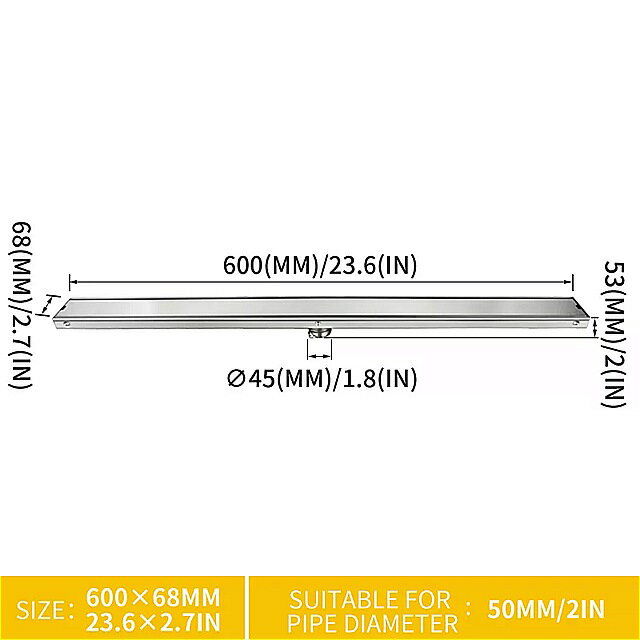 60 センチ 抗臭 床 ドレン SUS304 ステンレス 鋼挿入 シャワー 床 ドレン 大流量 ゲート 排水 脱臭