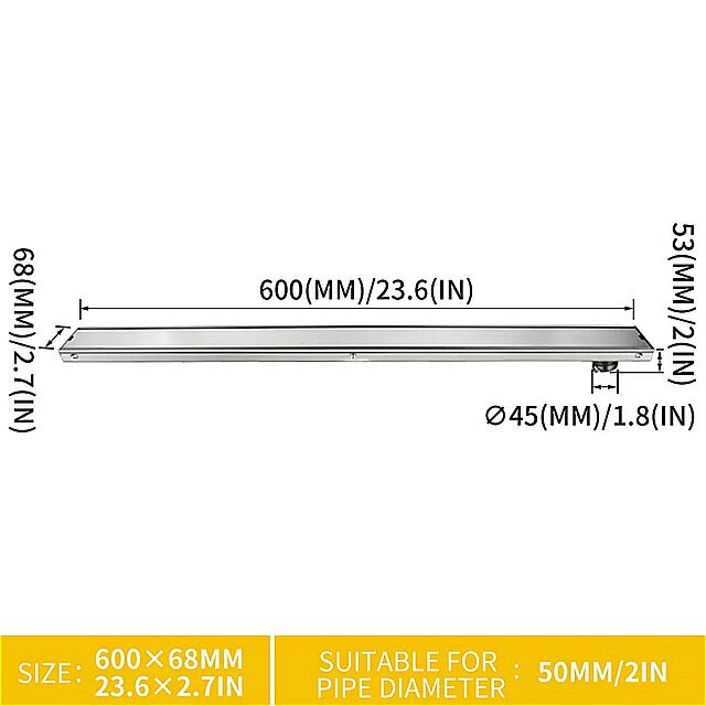 60 センチ 抗臭 床 ドレン SUS304 ステンレス 鋼挿入 シャワー 床 ドレン 大流量 ゲート 排水 脱臭 0