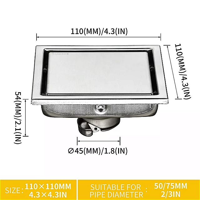 100 ミリメートル * 100 ミリメートル 床 ドレン タイル 見えない挿入廃棄 すのこ 浴室 シャワー 大流量 ドレン 廃棄物格子