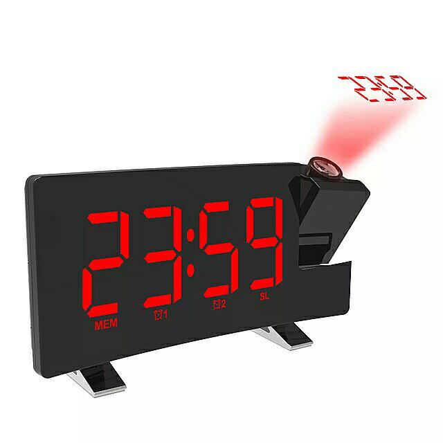 デジタル アラーム 時計 led ディスプレイ 投影スヌーズタイマー温度 usb 充電ケーブル テーブル 壁 時計