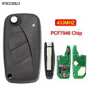 2/3ボタン 折りたたみ フリップ リモート 車 の キー 433mhz ID46 PCF7946 チップ フィアット 500 500L新grande punt...