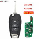 3 ボタン 変更された折り畳み リモート スマート 車 の キー フォブ 315 mhz または 433 mhz ID46 PCF7941 チップ シボレー クルーズノーカット ブレード(2)