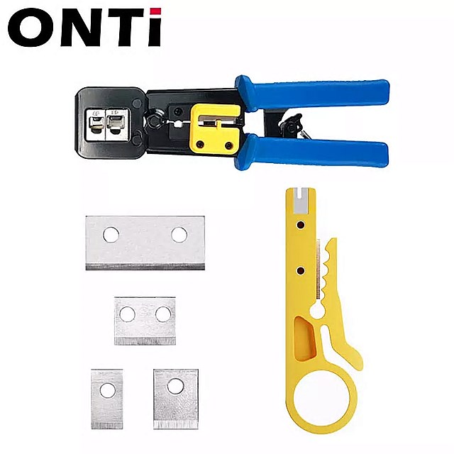 Onti ez RJ45工具手 ネットワーク ツール プライヤーez RJ45 RJ11 Cat6 Cat5 8p8cマルチ ケーブル 圧着 ストリッパー 1