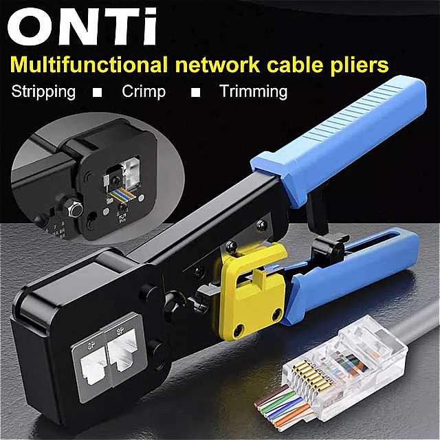 Onti ez RJ45工具手 ネットワーク ツール プライヤーez RJ45 RJ11 Cat6 Cat5 8p8cマルチ ケーブル 圧着 ストリッパー 2